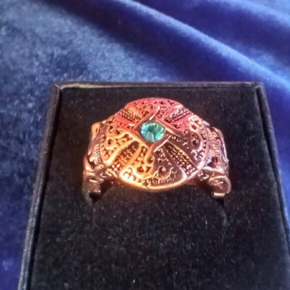 Copper Celtic Blue Gem Unisex Ring size 10 new old stock fashion jewelry - Picture 16 of 16